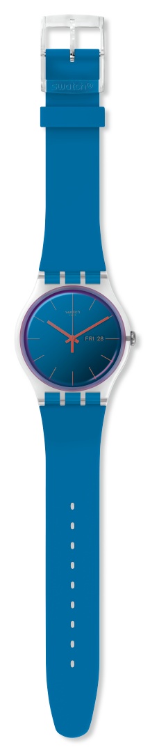 Swatch Polablue鮮彩藍色腕錶 $600