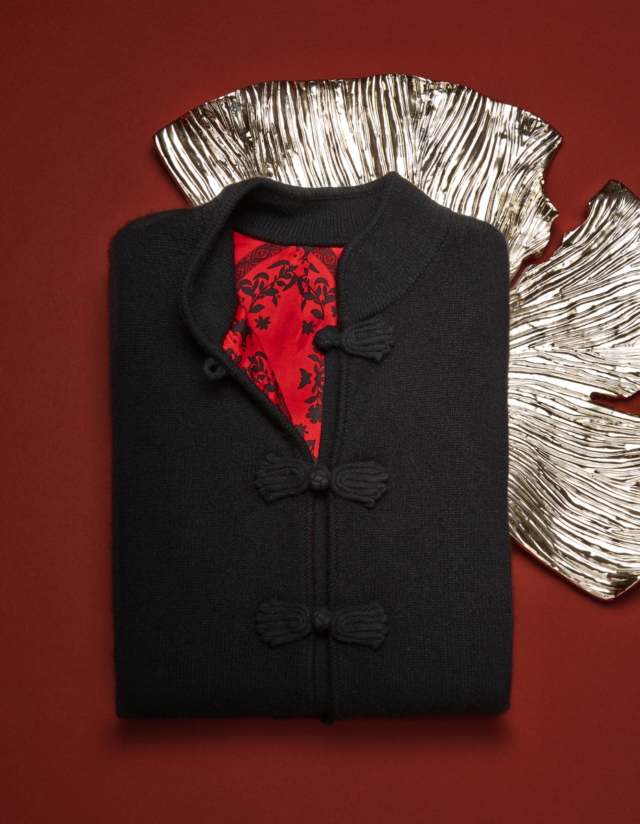 Cashmere silk cardingan with Chinese Tales silk lining $6,200