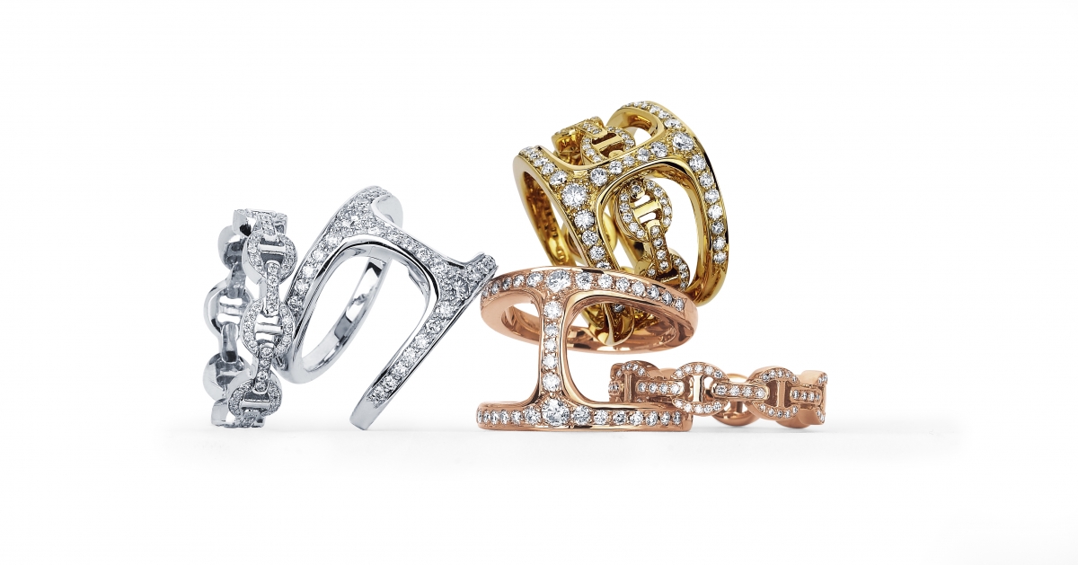 Phantom Clique 18K 白金、玫瑰金及黃金鑽石戒指 $89,000 each