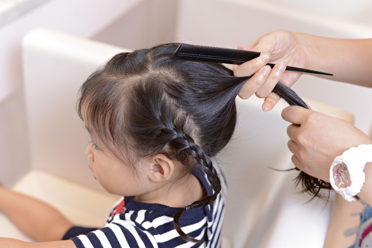 Step 2 用捲髮器把頭髮夾至波浪紋。