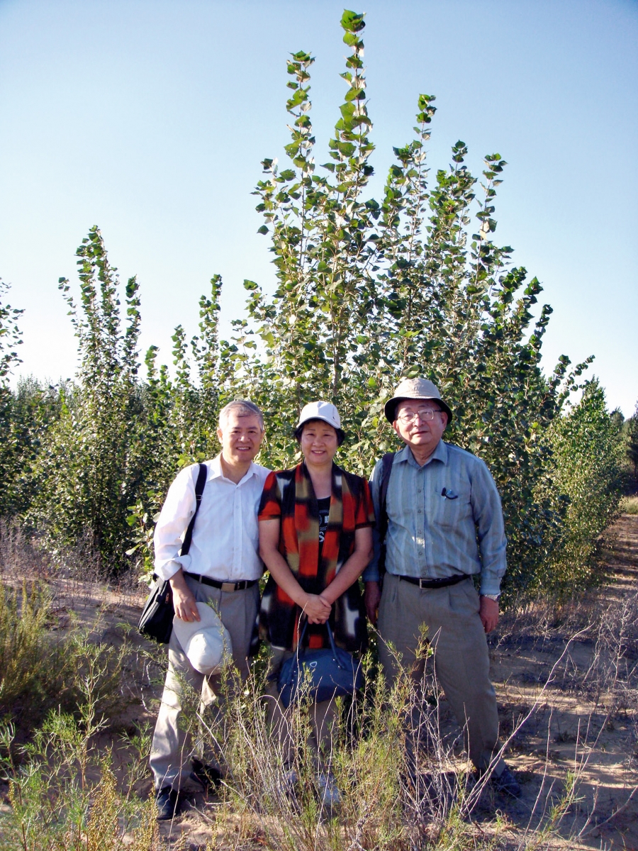 綠色生命理事長易解放,丈夫楊安泰,田中副理事長在2007年生態林合影。