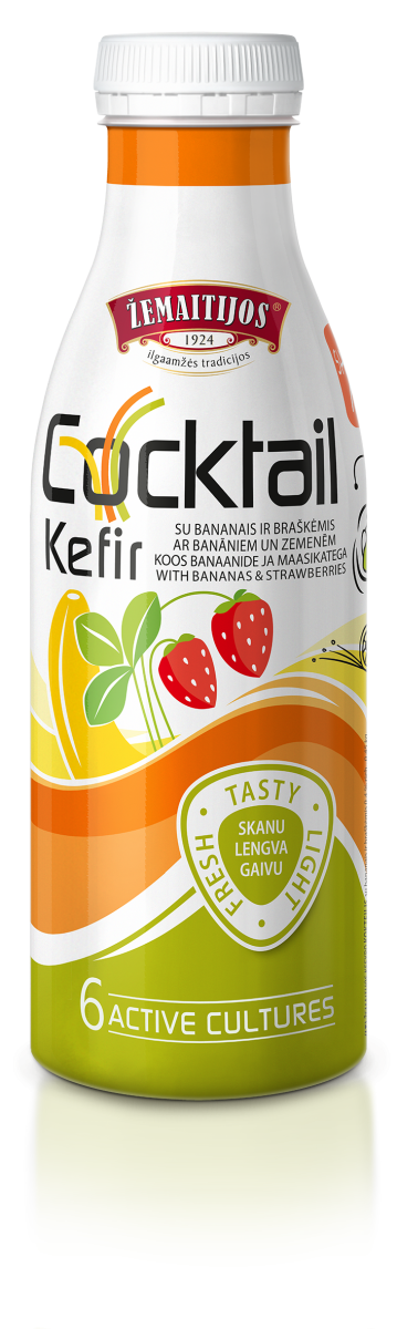 Zemaitijos kefir drink (strawberry and banana)